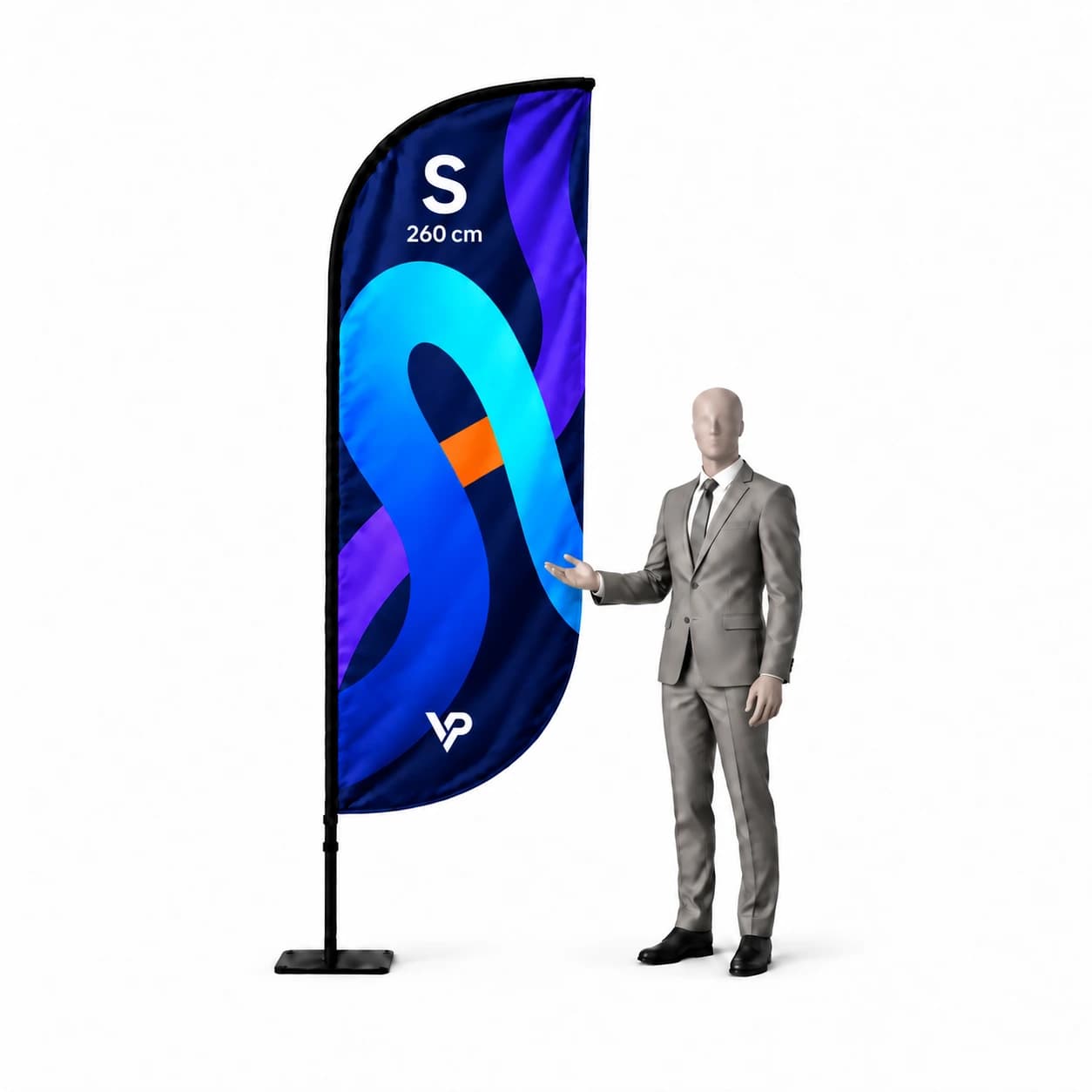 Beachflag Winder S 260 cm – reklamná vlajka s tlačou
