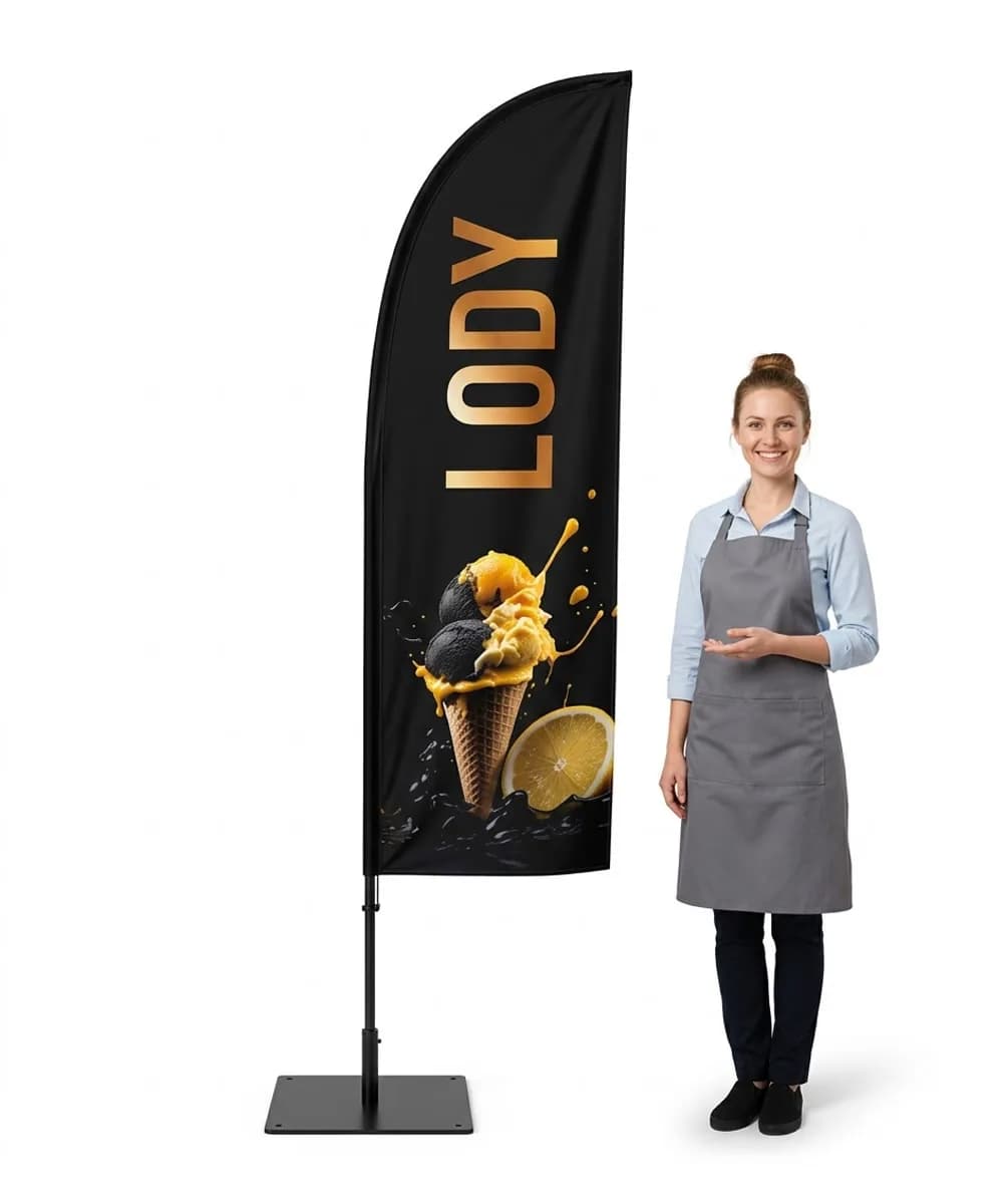 Reklamná vlajka Winder – Zmrzlina – vzor 9 – konfigurovateľná súprava