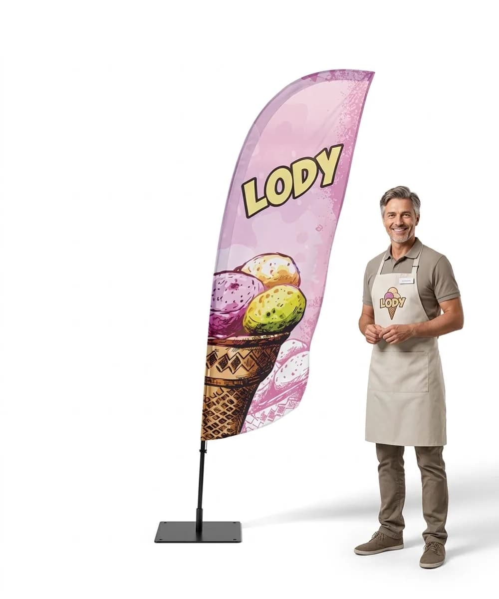Reklamná vlajka Winder – Zmrzlina – vzor 14 – konfigurovateľná súprava