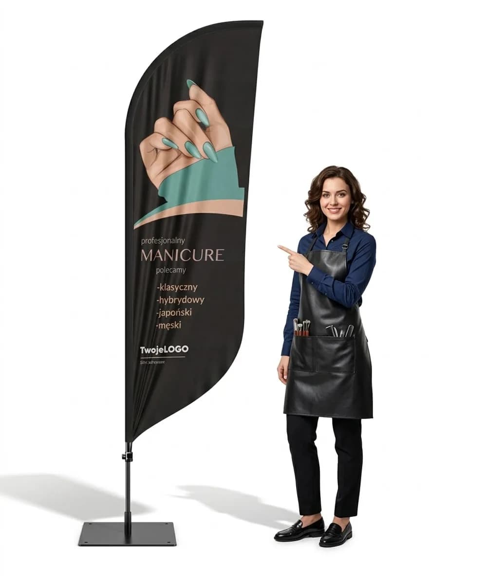 Reklamná vlajka Winder – Beauty Manicure – vzor 3 – konfigurovateľná súprava