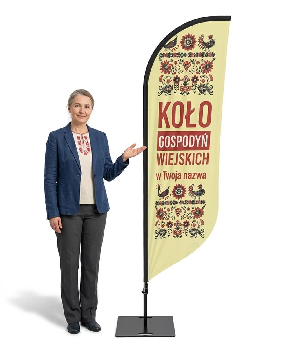 Reklamná vlajka Winder – Spolok vidieckych žien reklama KGW – vzor 1 – konfigurovateľná súprava