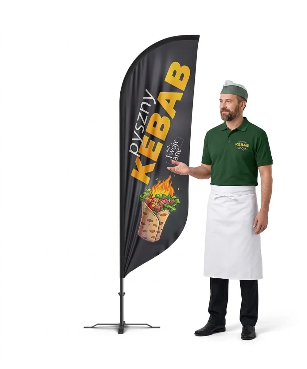 Reklamná vlajka Winder – Kebab – vzor 1 – konfigurovateľná súprava