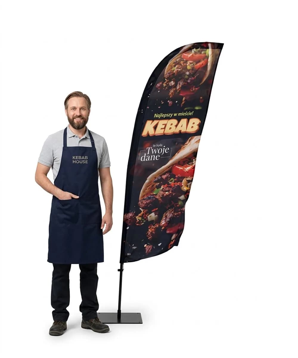 Reklamná vlajka Winder – Kebab – vzor 4 – konfigurovateľná súprava