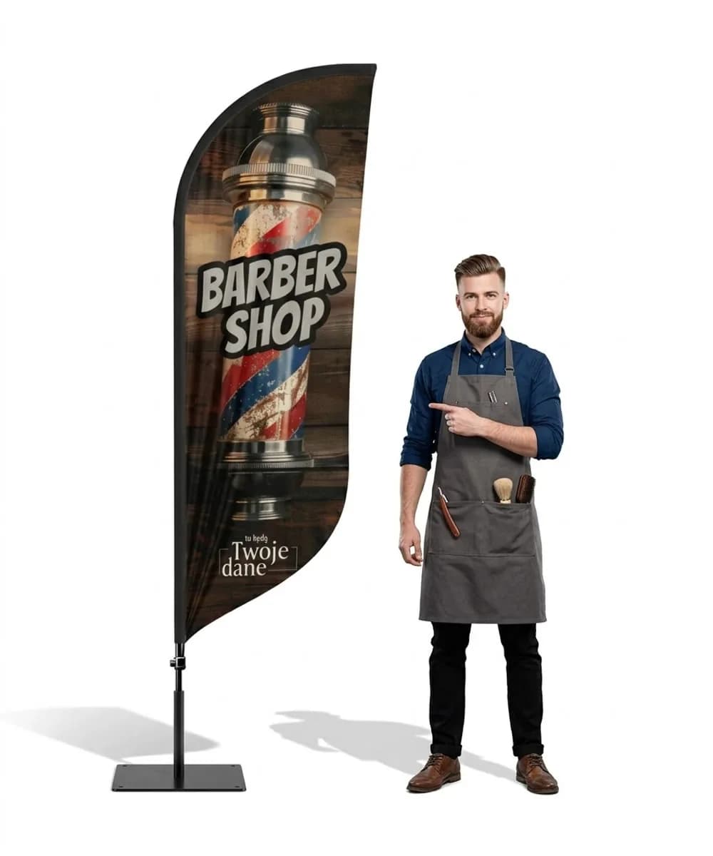 Reklamná vlajka Winder – Barber – vzor 20 – konfigurovateľná súprava