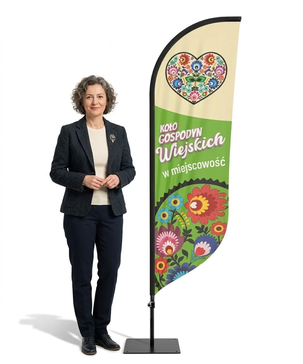 Reklamná vlajka Winder – Spolok vidieckych gazdín reklama KGW – vzor 4 – konfigurovateľná súprava