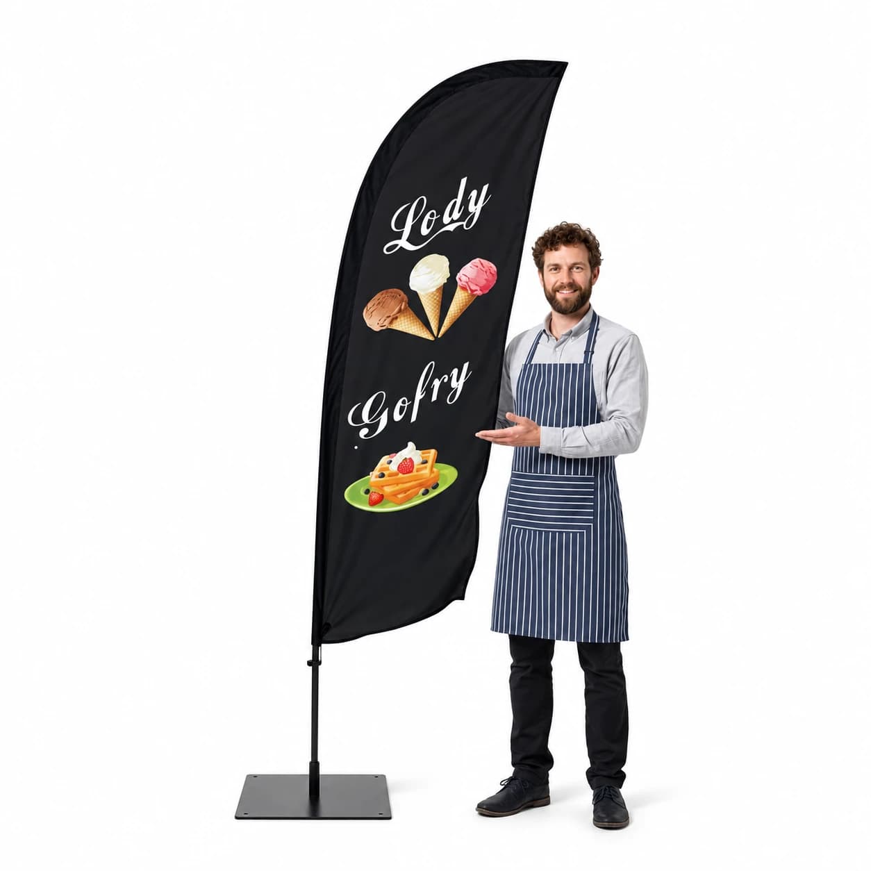 Reklamná vlajka Winder – Zmrzlina – vzor 13 – konfigurovateľná súprava
