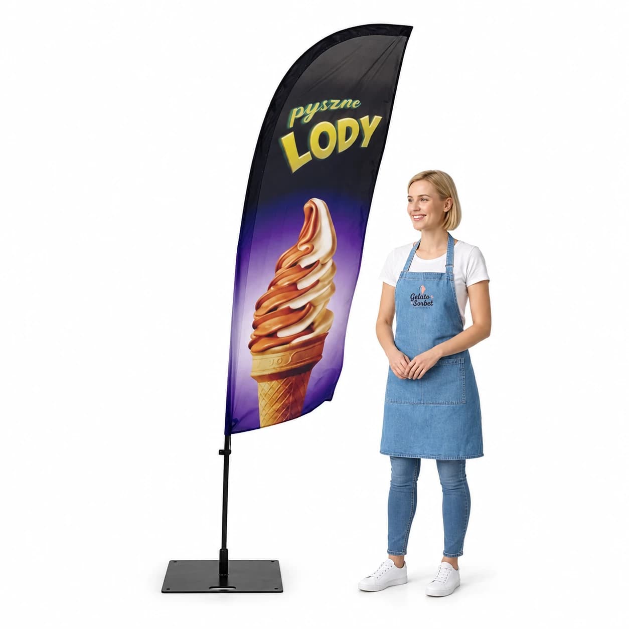 Reklamná vlajka Winder – Zmrzlina – vzor 16 – konfigurovateľná súprava