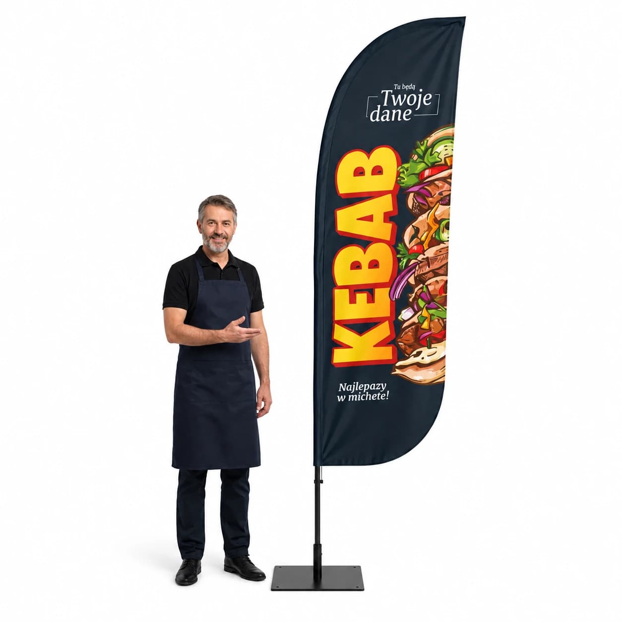 Reklamná vlajka Winder – Kebab – vzor 2 – konfigurovateľná súprava