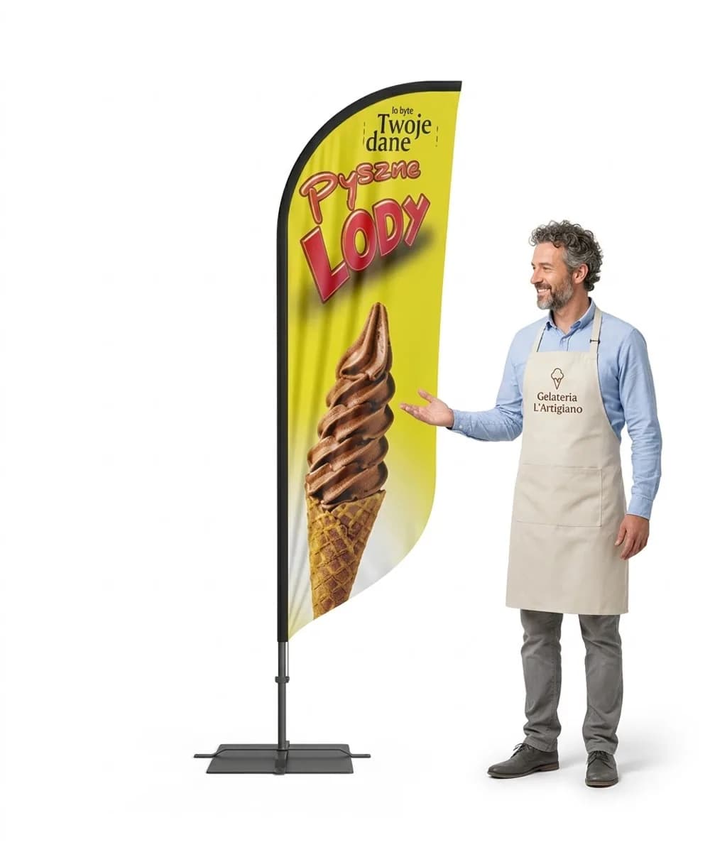 Reklamná vlajka Winder – Zmrzlina – vzor 31 – konfigurovateľná súprava