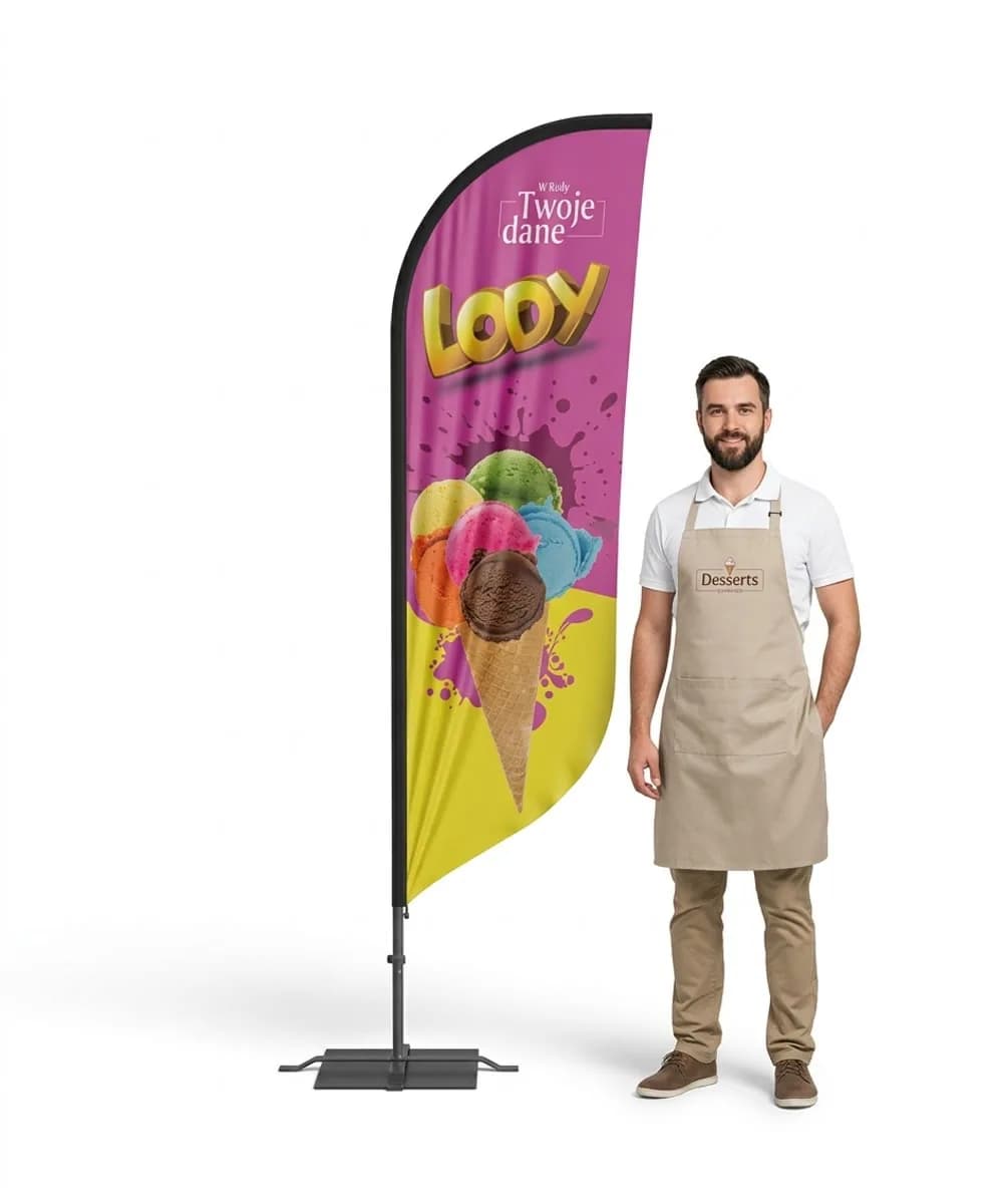 Reklamná vlajka Winder – Zmrzlina – vzor 33 – konfigurovateľná súprava