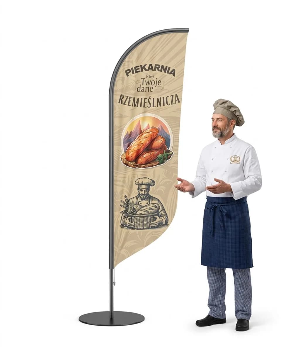 Reklamná vlajka Winder – Remeselná pekáreň – vzor 1 – konfigurovateľná súprava
