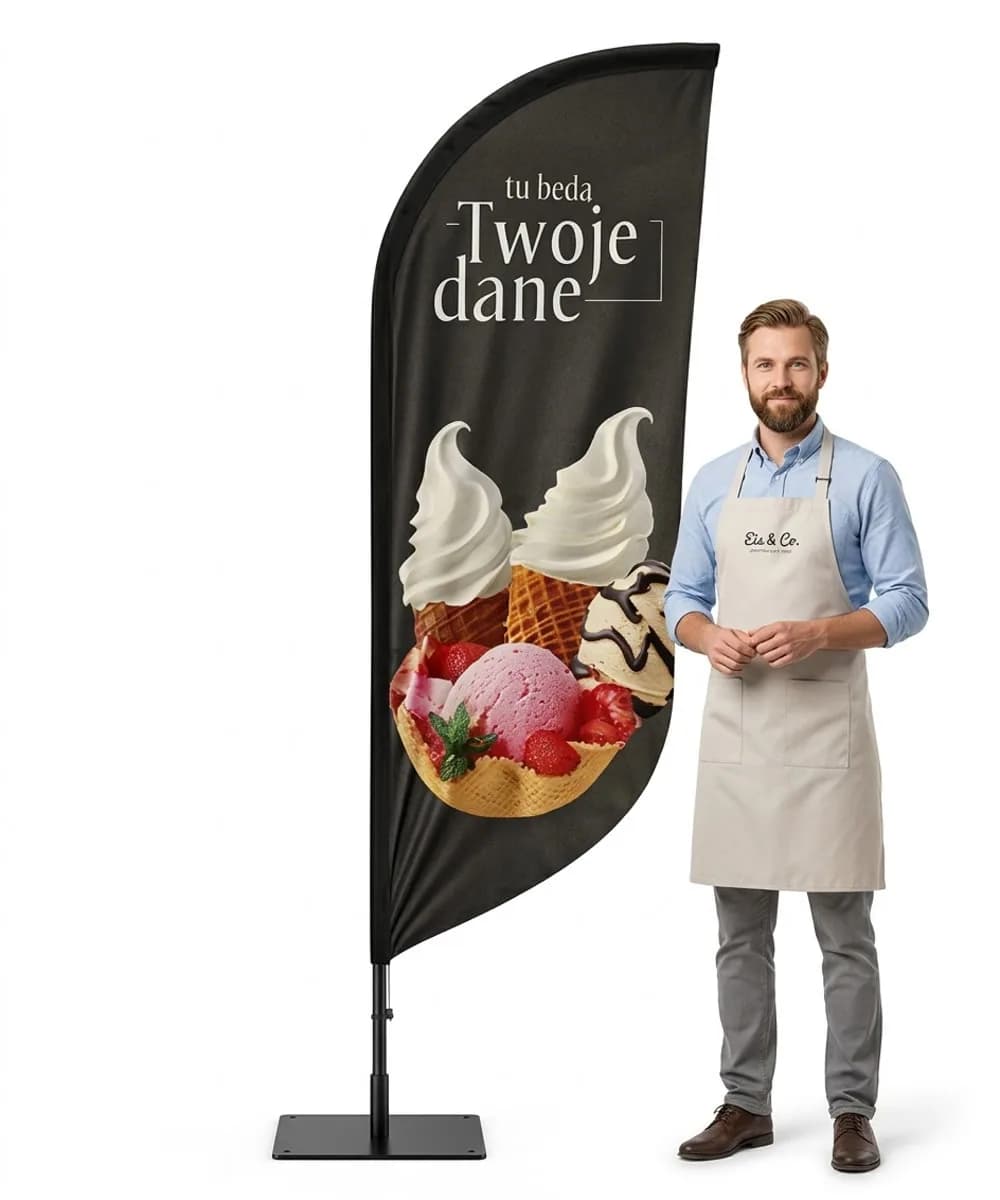 Reklamná vlajka Winder – Zmrzlina – vzor 43 – konfigurovateľná súprava