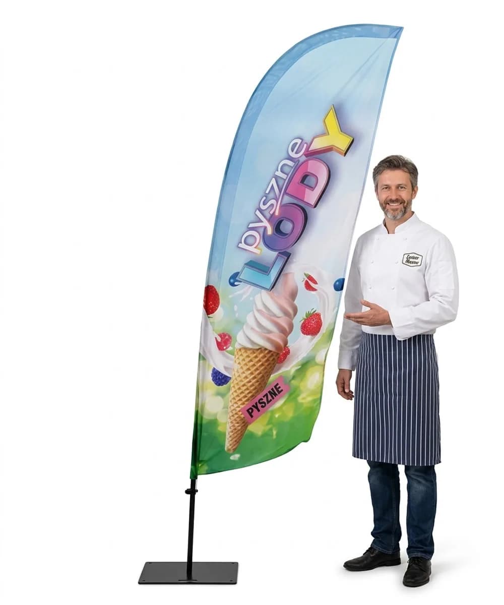 Reklamná vlajka Winder – Zmrzlina – vzor 25 – konfigurovateľná súprava