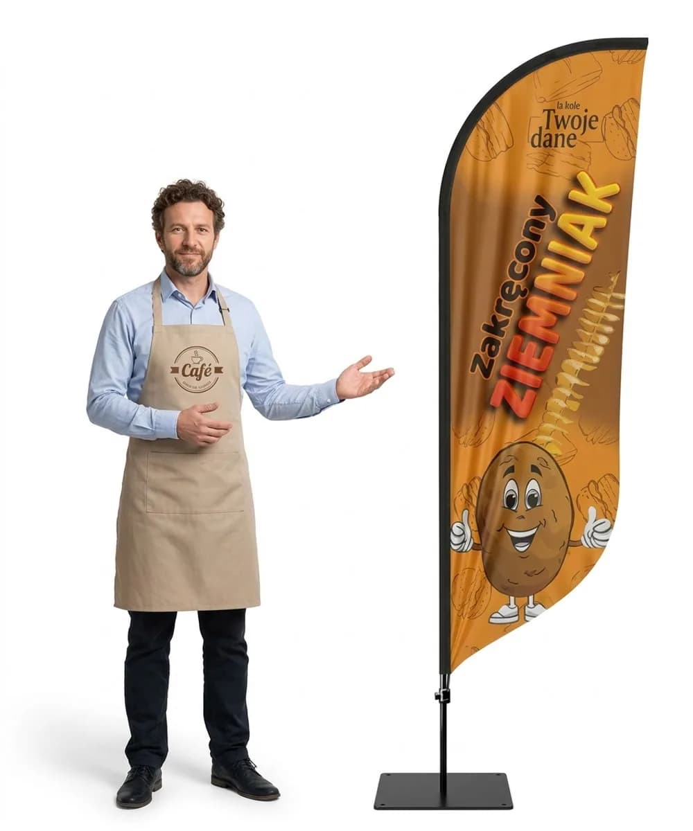 Reklamná vlajka Winder – Špirálový zemiak reklama – vzor 3 – konfigurovateľná súprava