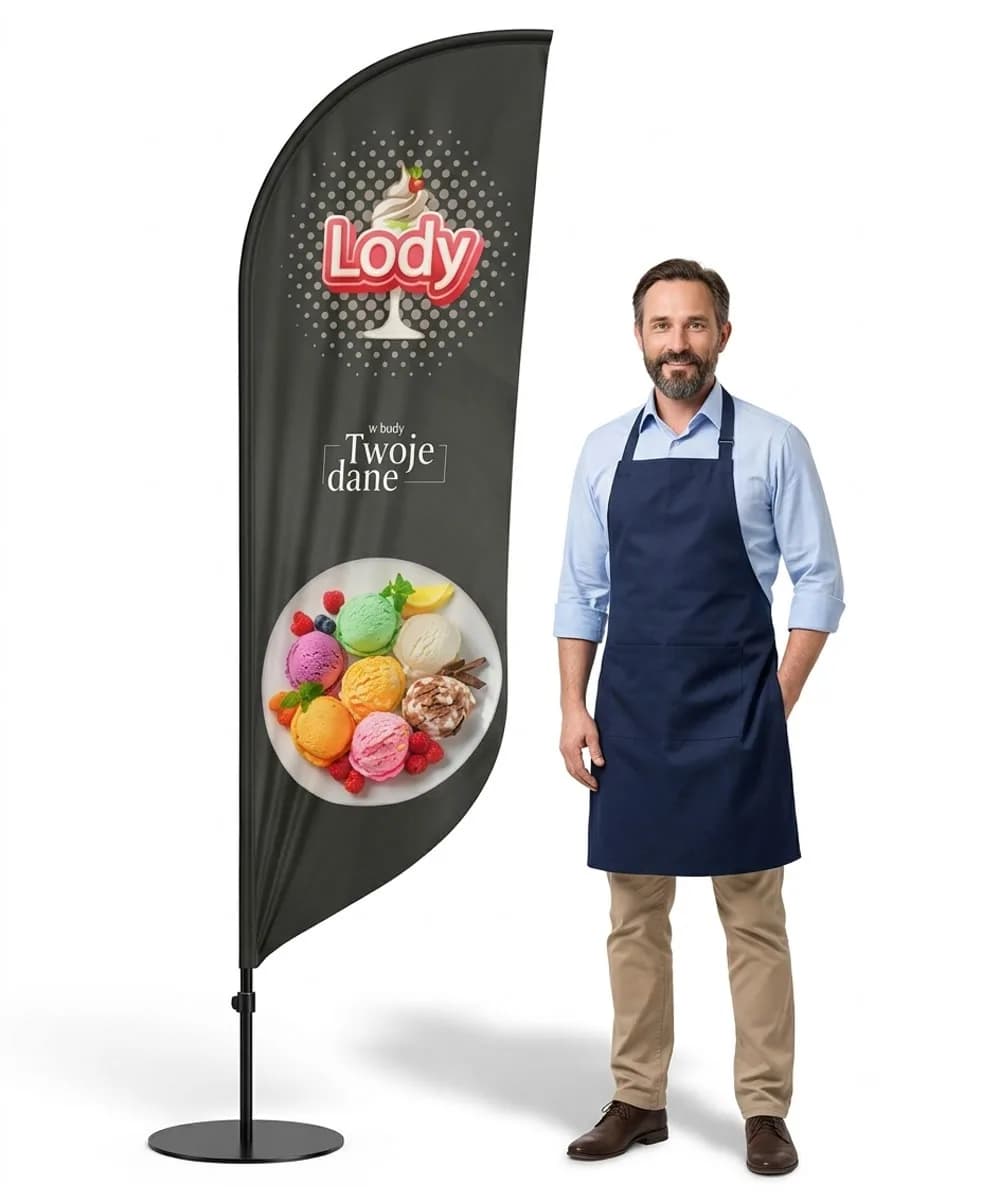 Reklamná vlajka Winder – Zmrzlina Reklama – vzor 35 – konfigurovateľná súprava