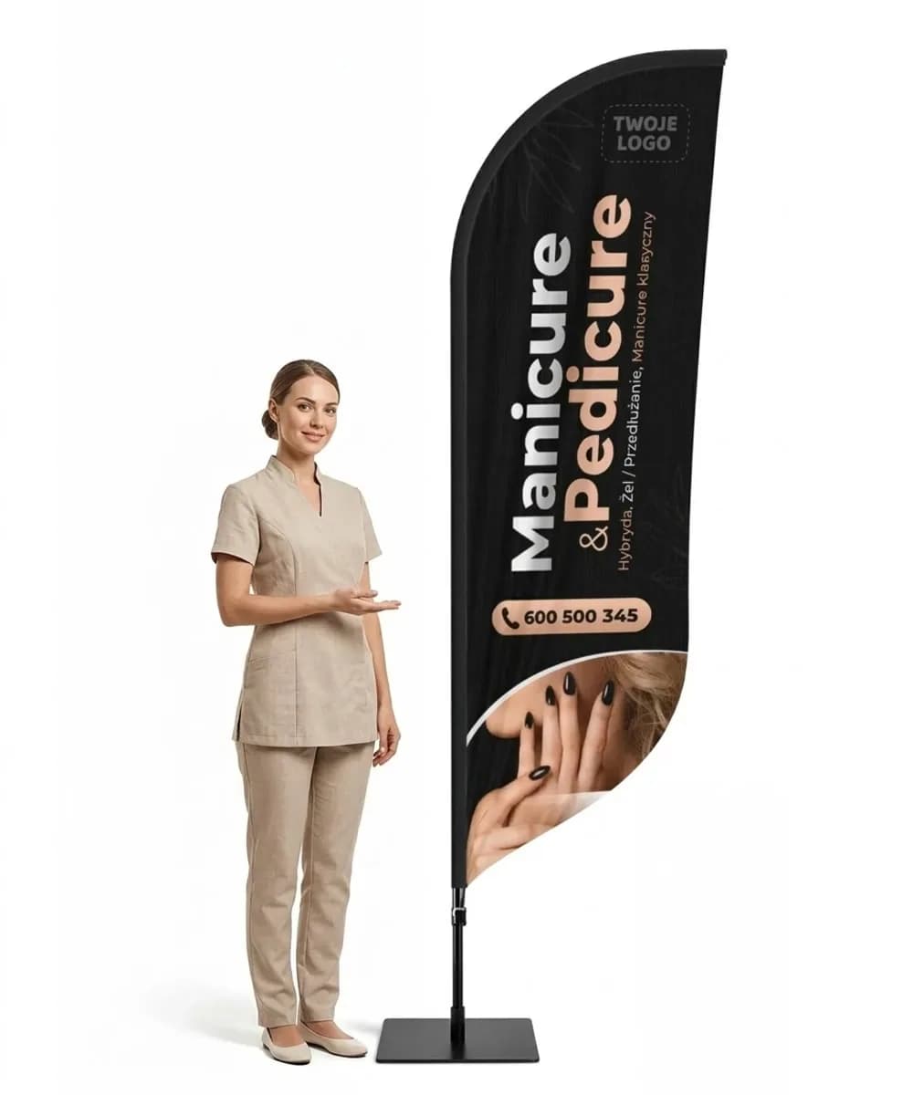Reklamná vlajka Winder – Salón krásy – vzor 4 – konfigurovateľná súprava