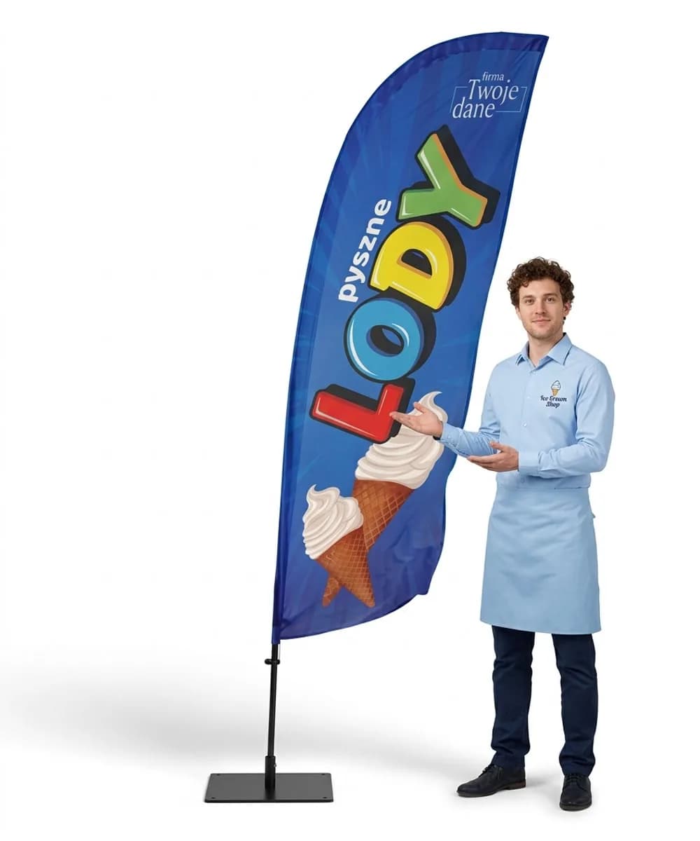 Reklamná vlajka Winder – Reklamná Zmrzlina – vzor 43 – konfigurovateľná súprava