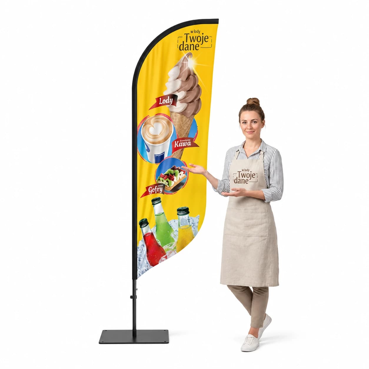Reklamná vlajka Winder – Zmrzlina – vzor 40 – konfigurovateľná súprava