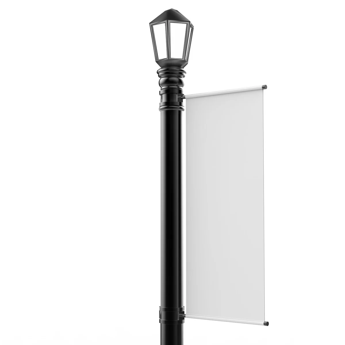 Pouličný stožiar Avenue na lampe s vlajkou napnutou medzi ramenami