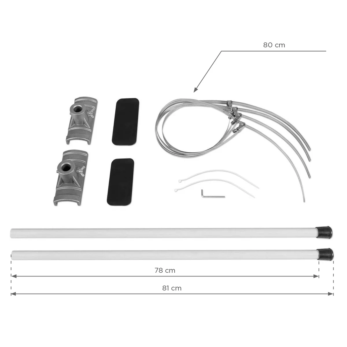 Rozmery ramien Avenue XL: dĺžka 81 cm, 78 cm pre vlajku