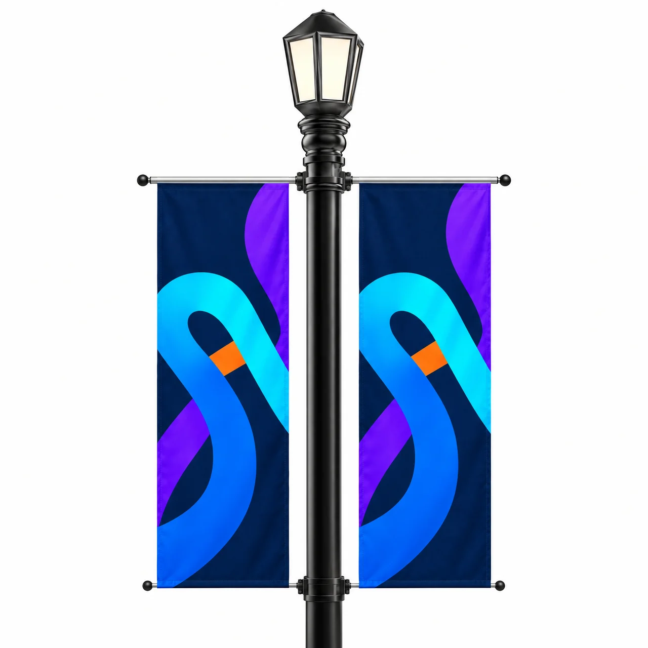 Pouličný stožiar Avenue XL dvojitý s vlajkou na lampe