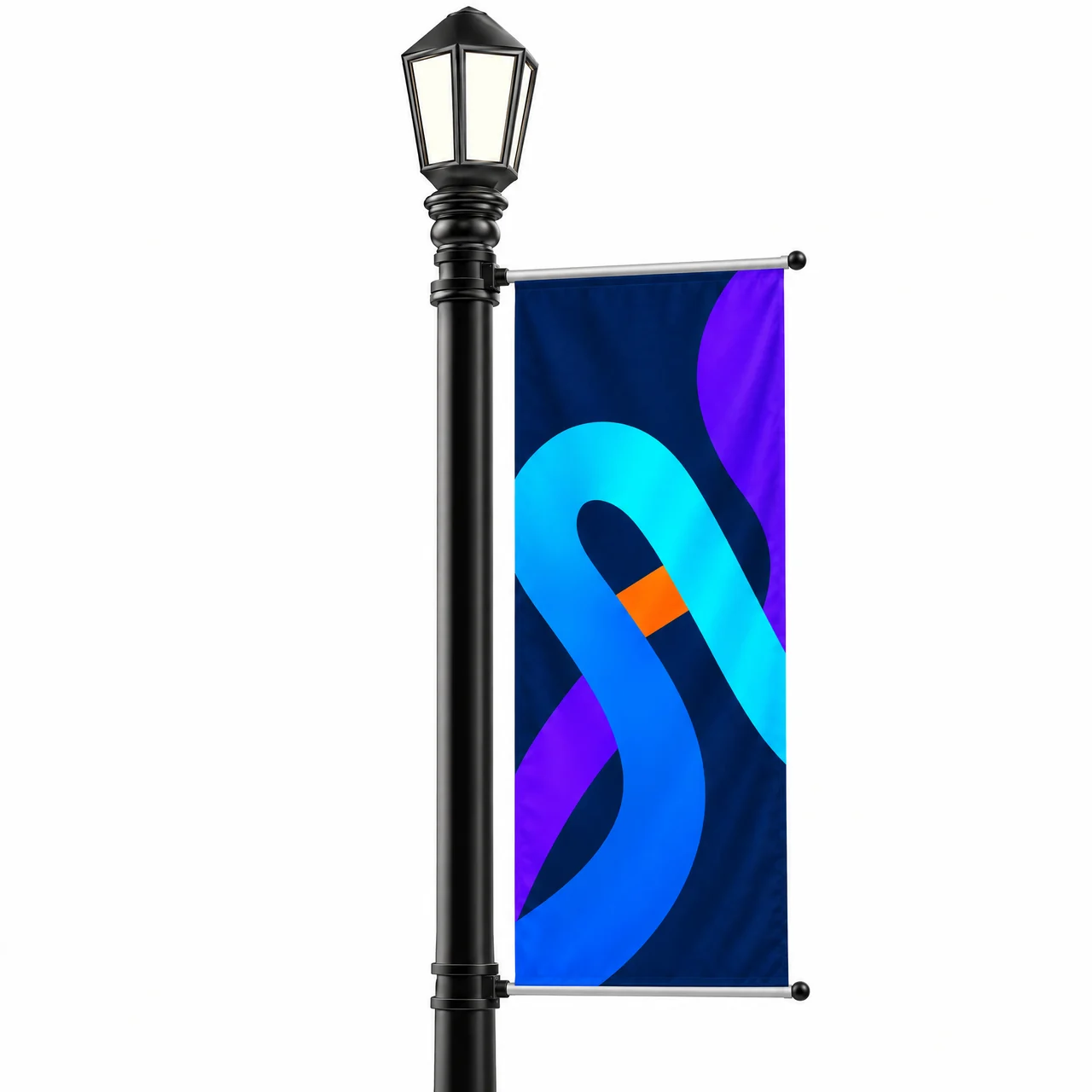 Pouličný stožiar Avenue XL jednoduchý s vlajkou na lampe