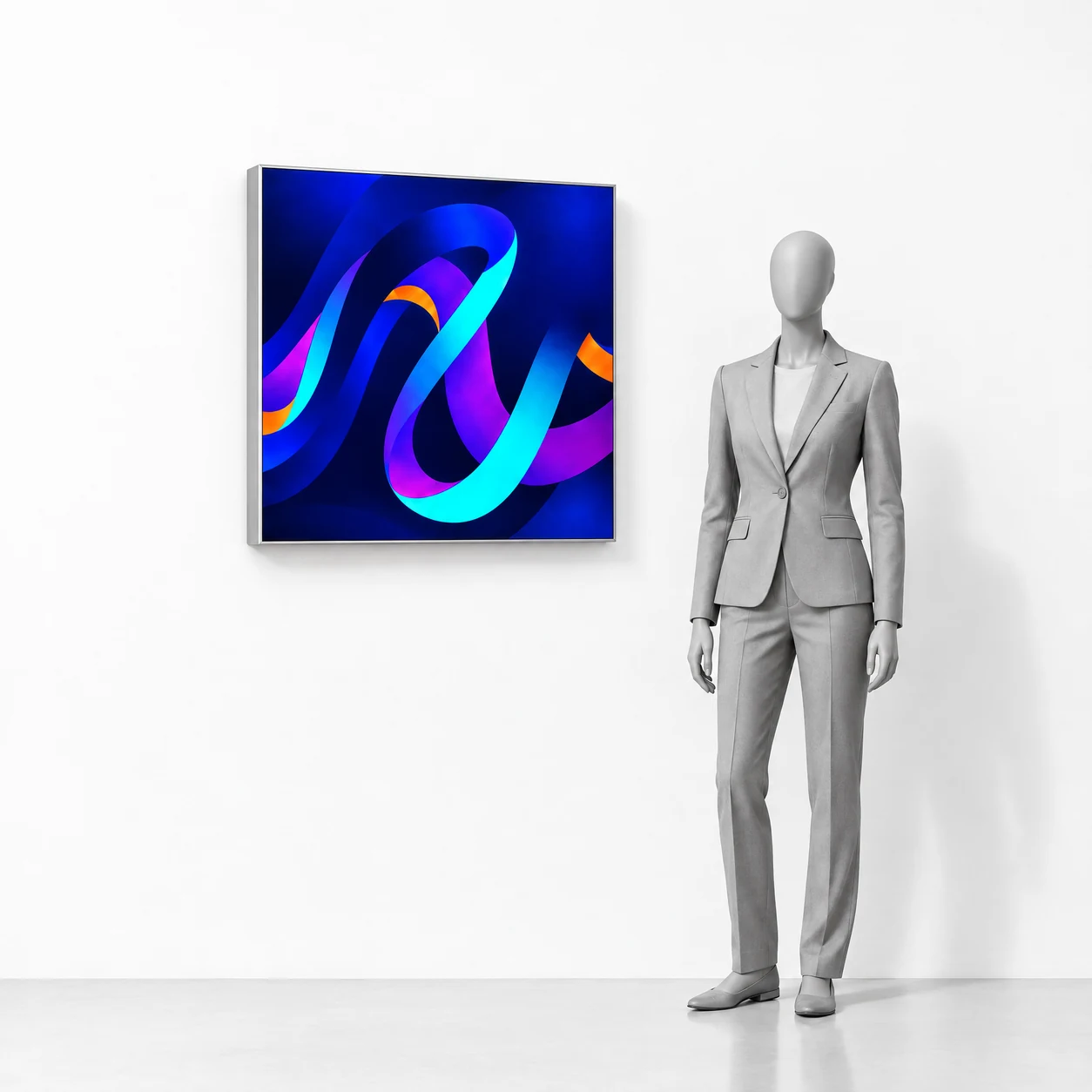Podsvietený nástenný rám LED BOX 91,5x91,5 cm s potlačou vedľa siluety človeka