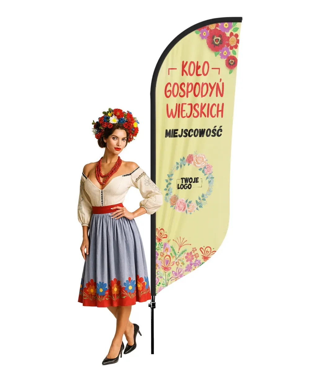 Reklamná vlajka Winder – Spolok vidieckych žien reklama KGW – vzor 8 – konfigurovateľná súprava – hotový odborový beachflag